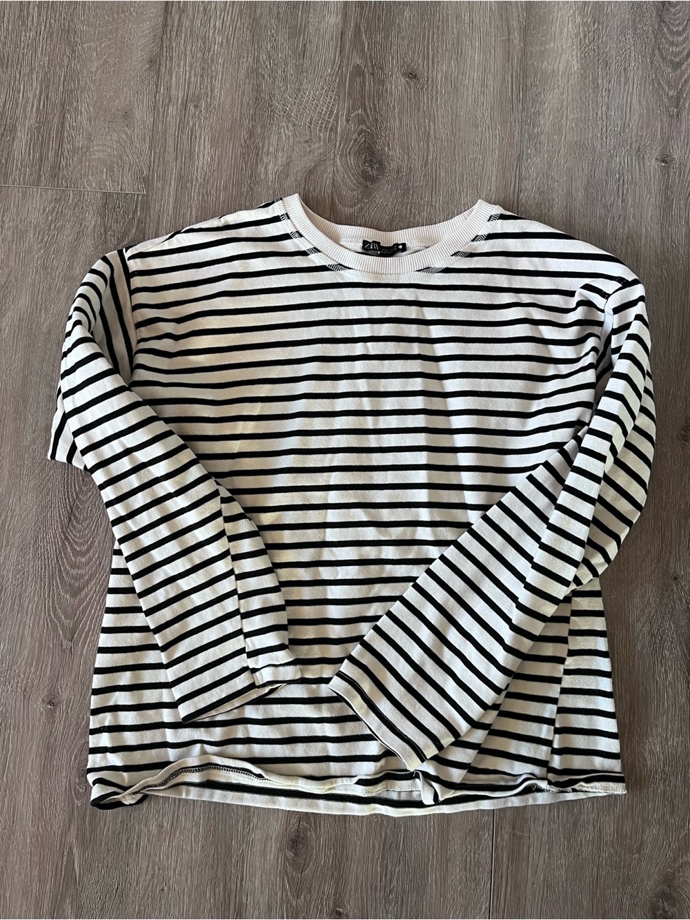 Zara White Top with Black Horizontal Stripes